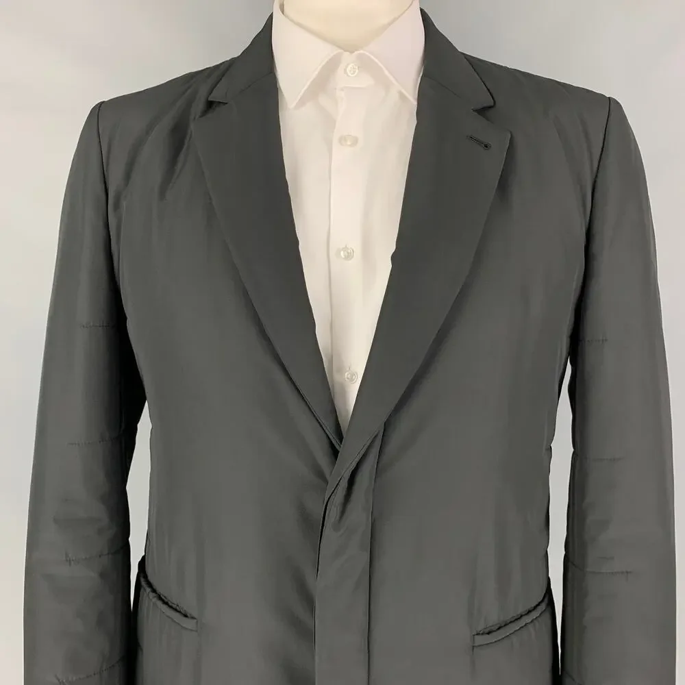 CALVIN KLEIN COLLECTION Size 44 Black Quilted Polyester Sport Coat